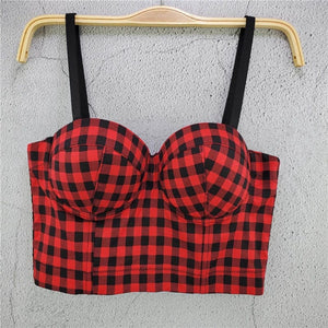 Avigail Designs top red-black check / XL - 40 Pastoral Floral Corset