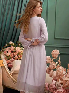 Modestly Yours Vintage Modal Gauze Women Nightgowns Deliacate Embroidery  Princess Sleepwear Loose Royal Nightwear Spring Autumn Home Dress