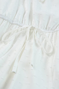 White Swiss Dot Spaghetti Straps Ruffled Maxi Dress-9