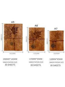 1pc Leaf Decor Notebook, Coffee Brown Retro Notebook For Office - Modestly Yours