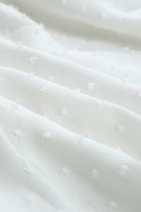 White Swiss Dot Spaghetti Straps Ruffled Maxi Dress-6