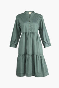 Ruched Green Midi Dress-4