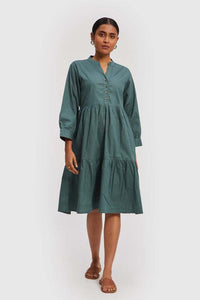 Ruched Green Midi Dress-3
