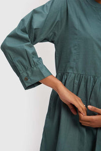Ruched Green Midi Dress-2