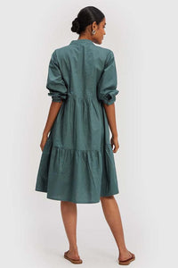 Ruched Green Midi Dress-1