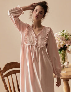 Adelia Empire, Cotton Sleepwear, White or Pink (S-L) - Modestly Yours