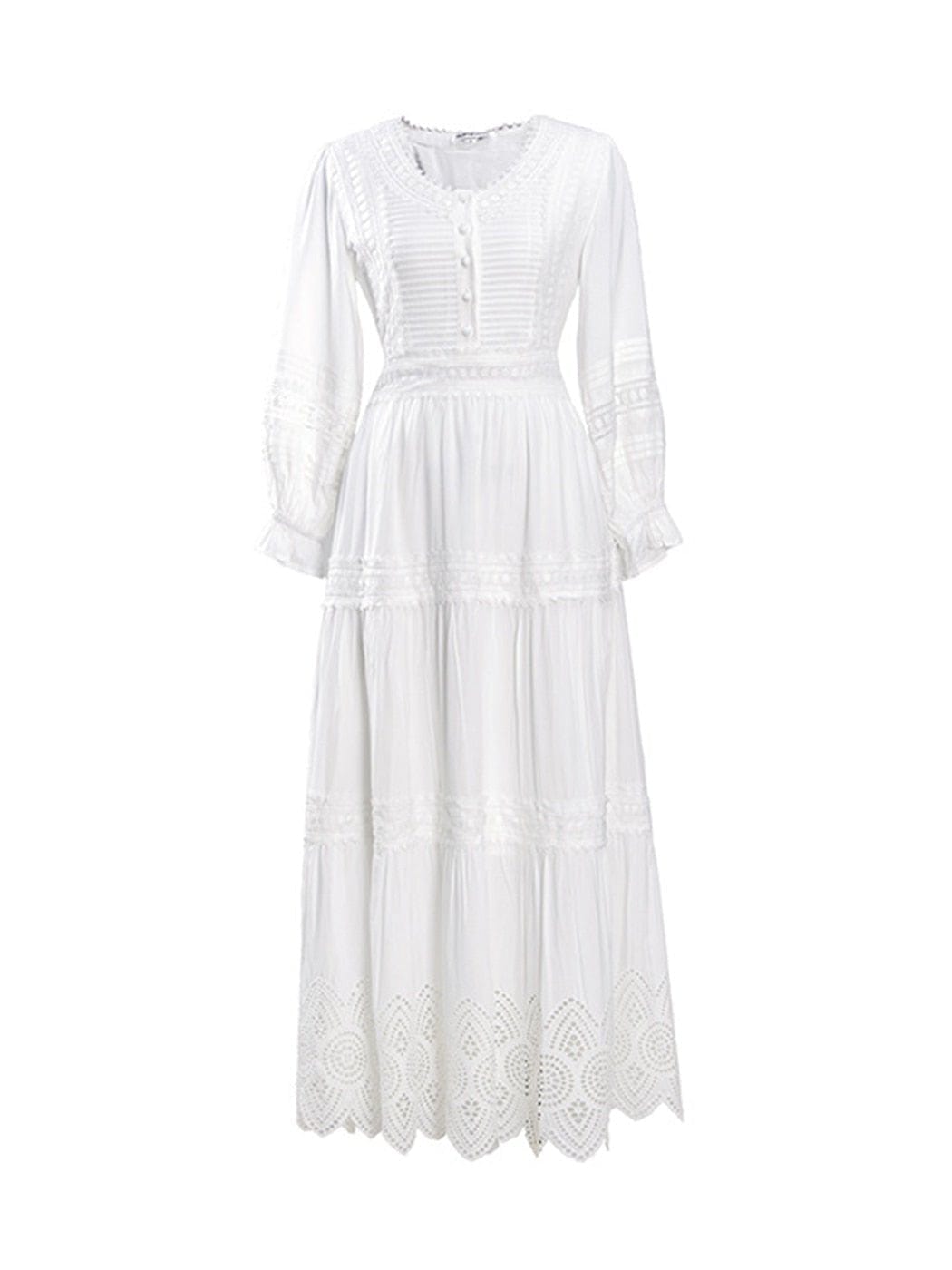 Annie's Eyelet Lace White Dress, Cotton - Modestly Yours