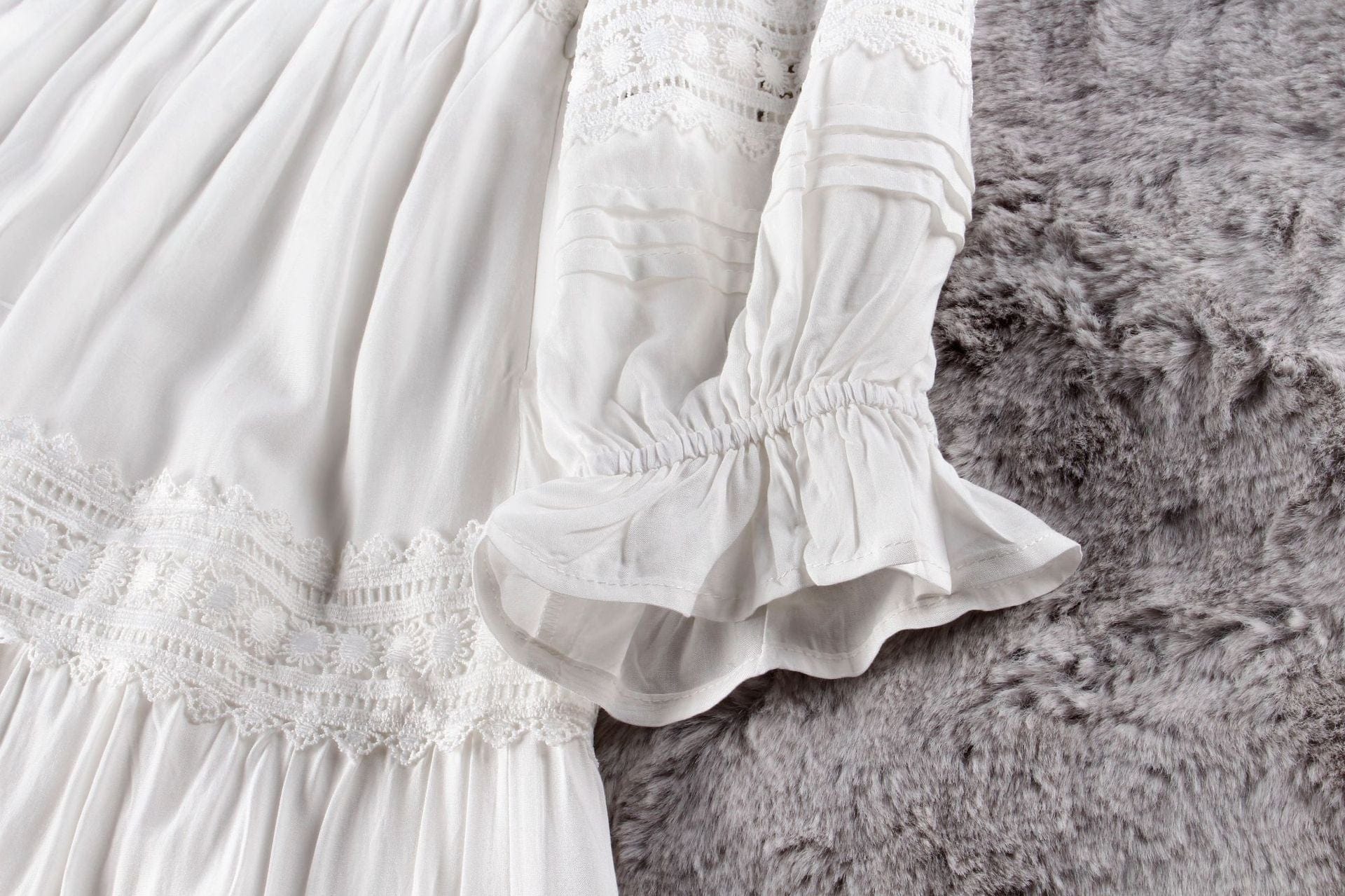 Annie's Eyelet Lace White Dress, Cotton - Modestly Yours