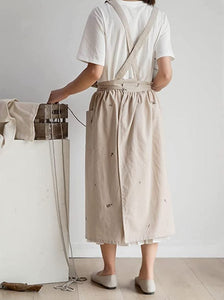 Modestly Yours, Canada apron Natural with florals Cotton Linen Apron Pinafore