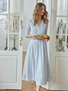 Baby Blue Sailor Collar, Cotton Dress - Modestly Yours