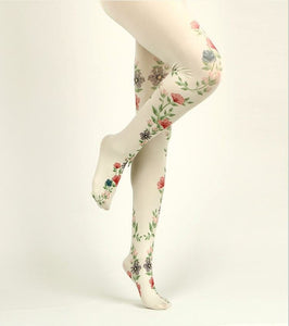 Cottagecore Tights, Painted Florals - Modestly Yours