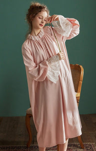 Modestly Yours cotton pink / S Cotton Flared Sleeve, Whispers Sleepwear, White or Pink (S-L)
