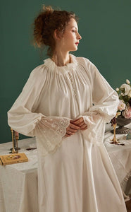 Modestly Yours cotton white / S Cotton Flared Sleeve, Whispers Sleepwear, White or Pink (S-L)