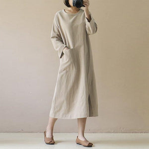 Cotton Linen Dress Women, S-5XL - Modestly Yours