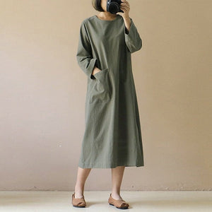 Cotton Linen Dress Women, S-5XL - Modestly Yours