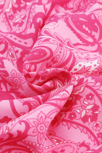 Pink Paisley Print Boho Holiday Ruffle Tiered Maxi Dress-13