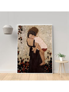 Modestly Yours Decorative Painting & Calligraphy Mother and Child Art Print