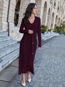 Modestly Yours Dress and Cardigan Winter's Glory, Solid Sleeveless Sweater Dress and Button Front Cardigan