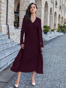 Modestly Yours Dress and Cardigan Winter's Glory, Solid Sleeveless Sweater Dress and Button Front Cardigan