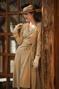 Modestly Yours, Canada dress Anne's Royal Vintage Embroidery Hand Beaded Knit Dress