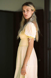 MERRITT CHARLES Dress Canyon Dress, Soft Yellow Pure Silk