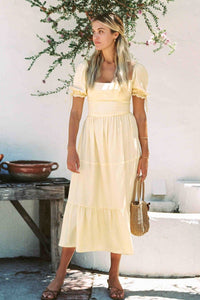 MERRITT CHARLES Dress Canyon Dress, Soft Yellow Pure Silk