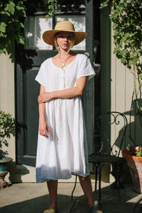 MERRITT CHARLES Dress O/S Charlotte Linen Dress - White Linen