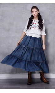 Modestly Yours, Canada dresses Denim / L Erika Peasant Skirt, Denim