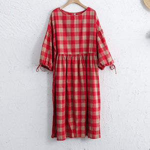Modestly Yours, Canada dresses red / Fits S-XL / Cotton Vintage Plaid Cotton Dress