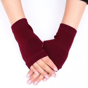 Modestly Yours, Canada Burgandy / One Size Embroidered Fingerless Gloves