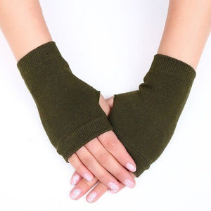 Modestly Yours, Canada Dark Green / One Size Embroidered Fingerless Gloves