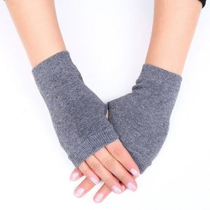 Modestly Yours, Canada Grey / One Size Embroidered Fingerless Gloves