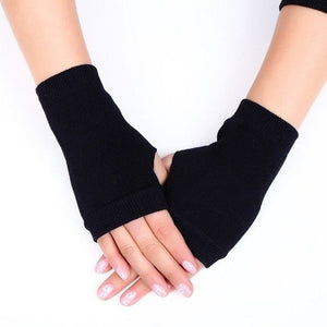 Modestly Yours, Canada Black / One Size Embroidered Fingerless Gloves