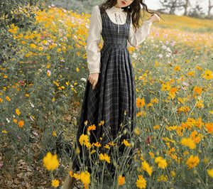 Embroidery Plaid Dress - Modestly Yours