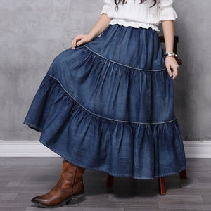 Erika Peasant Skirt, Denim - Modestly Yours