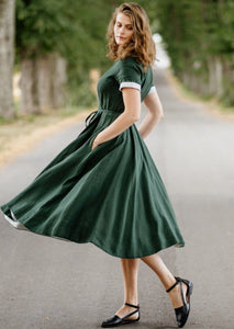 Evergreen Wrap Dress, Short Sleeve - Modestly Yours