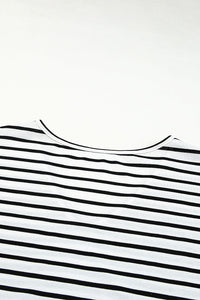 Black Striped Print Side Split Short Sleeve V Neck Maxi Dress-10