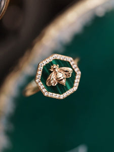 Modestly Yours Fine Single Ring Little Green Bee Ring