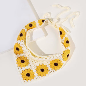 Avigail Designs (TM) Yellow Flower Decor Knit Kerchief