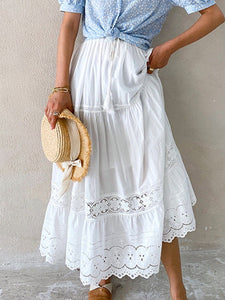 Flower Power Cottagecore White Maxi Skirt - Modestly Yours