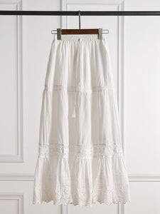 Flower Power Cottagecore White Maxi Skirt - Modestly Yours