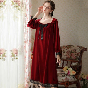 French Court Velour Nightgown, M-XL - Modestly Yours