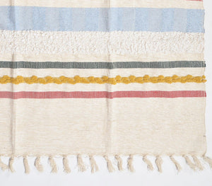 Qalara Home Furnishing Handwoven & Tufted Cotton Striped Multicolor Throw