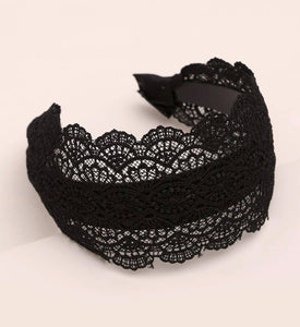 Lace Wide Headband, Black - Modestly Yours