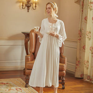 Morning Glory Victorian Sleepwear, S-2XL, White - Modestly Yours