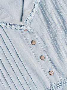 Sailor Collar A-Line Cotton Dress - Modestly Yours