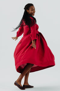 Sailor Dress Red Linen - 3/4 Sleeve - Modestly Yours