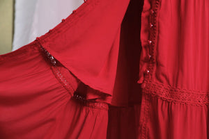 Modestly Yours, Canada skirt French Eyelet Cotton Maxi Dress, Red