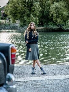 Modestly Yours skirt grey skirt / XS Knitted Knee Length Skirt, S-3XL