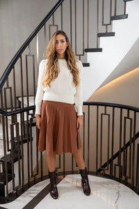 Modestly Yours skirt camel / XS Knitted Knee Length Skirt, S-3XL